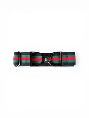 NWT Luxequine 1 1/2” Wide Black Red & Green Striped Belt w/Gunmetal Buckle